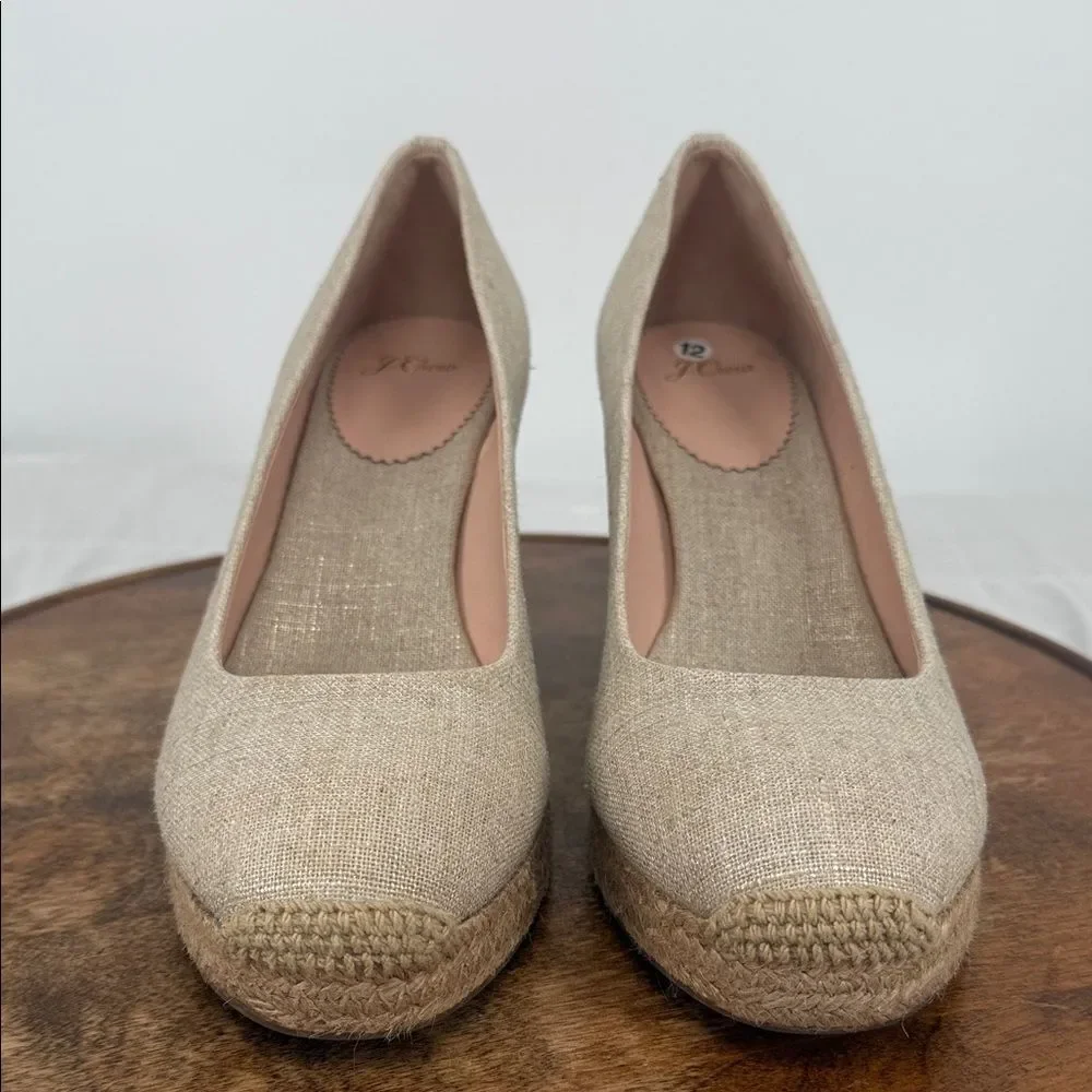 J Crew Shoes Wm 12 Espadrille Wedge Heels Seville Gold Metallic Slip On